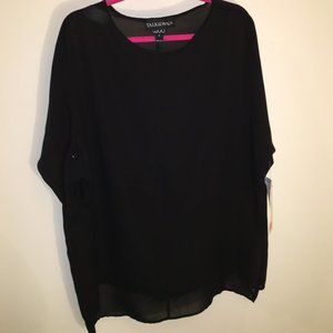 Clara Sun Woo 2pc Black Chiffon Tunic + Cami tank